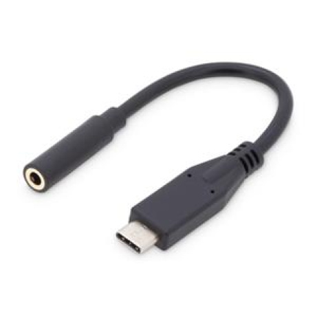 Digitus Kabelový audio adaptér USB typu C, typ C - 3,5 mm M/F, 0,2 m, zvukový vstup / výstup, verze 3.1, CE, bl