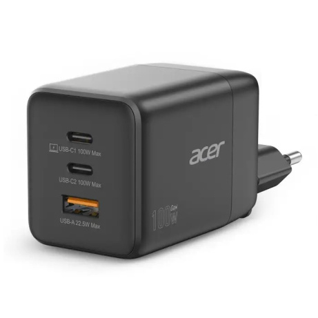 Acer GAN Charger, 2xUSBC-1xUSBA,black