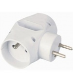 PremiumCord Roztrojka 230V 10A, 2x kulatá +1x plochá zásuvka, bílá