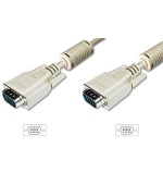 Digitus Připojovací kabel monitoru VGA, HD15 M/M, 5 m, 3Coax/7C, 2xferit, be