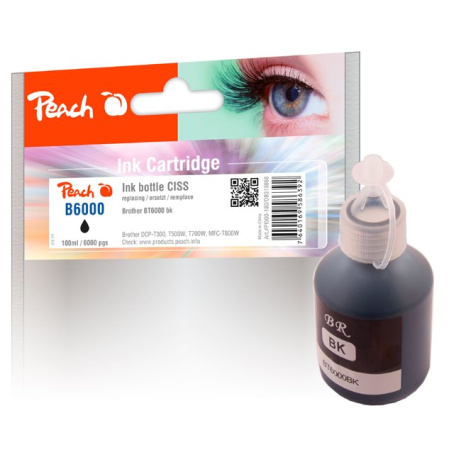 PEACH kompatibilní cartridge Brother CISS BT6000, černá pigment, PI500-180,  100ml