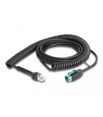 Delock Vinutý kabel ze zástrčkového konektoru RJ50 na zástrčkový konektor PoweredUSB, zástrčkový, 12 V, 3 m, černý