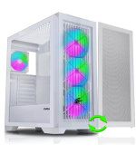 EVOLVEO Ptero Q2W+, Počítačová skříň 2x čelní panel - sklo /mřížka, 4x vent, case ATX - bílá
