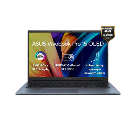 ASUS Vivobook Pro 15/K6502/i9-11900H/15,6"/2880x1620/16GB/1TB SSD/RTX 3050/W11H/Blue/2R