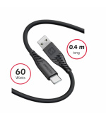 SWISSTEN DATOVÝ KABEL SOFT SILICONE USB / USB-C 0,4 M ČERNÝ