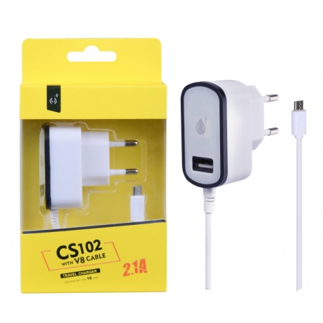 Nabíječka PLUS MicroUSB s USB výstupem 5V/2,1A, černá