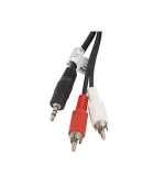 LANBERG Minijack 3.5mm (M) 3 PIN na 2x RCA (CINCH) (M) kabel 5m