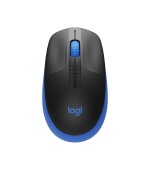 Logitech M190/Kancelářská/Optická/1 000 DPI/Bezdrátová USB/Černá-modrá