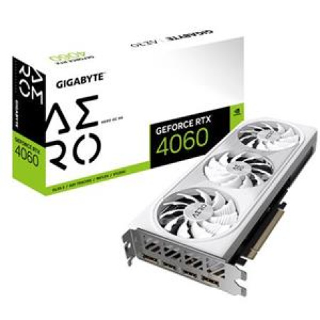 GIGABYTE GeForce RTX 4060 AERO OC 8G GV-N4060AERO OC-8GD, 8GB GDDR6, 2xDP, 2xHDMI