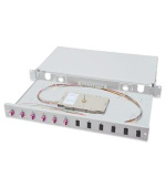 Digitus Fiber Optic Sliding Splice Box, 1U, Equipped 6x LC duplex, incl. M 25 Screw, Splice Cassette OM4 Color Pigtails, Adapter