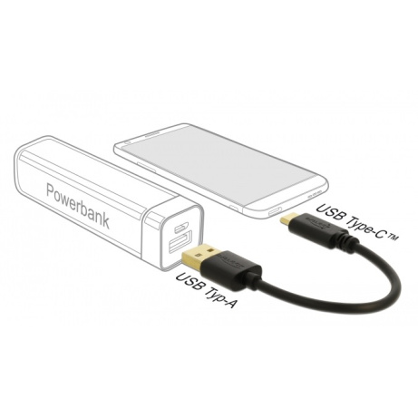 Delock Nabíjecí kabel USB Typu-A na USB Type-C™, délky 3 A 15 cm