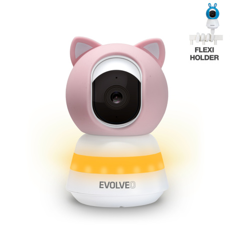 EVOLVEO Baby Monitor LUX- Chytrá 360° videochůvička s nočním viděním, detekcí pláče a pohybu, růžová