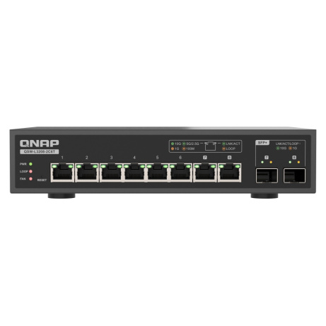 QNAP switch QSW-L3208-2C6T (6x 10GbE port, 2x 10G SFP+/NBASE-T Combo, Lite Managed)