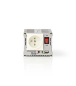 Nedis PIMS30012E - Měnič, Modifikovaná Sinusová Vlna | 12 V DC - 230 V AC | 300 W | Type E / USB | Pojistka | Stříbrná