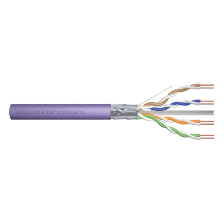 DIGITUS CAT 6 instalační kabel F-UTP, drát, délka 305 m, dřevěný buben, LSOH, AWG 23, Simplex, barva fialová