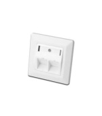 Digitus čelní deska pro Keystone Jacks, 2x prachový kryt RJ45, střední deska 80x80 +, čistě bílá