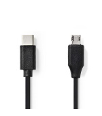 Nedis CCGB60750BK10 - USB 2.0 kabel | Typ-C Zástrčka - Micro B Zástrčka | 1 m | Černá barva