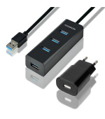 AXAGON HUE-S2BP, 4x USB3.0 CHARGING hub 1.2m kabel, vč. AC adapteru