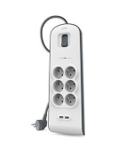 Belkin přepěťová ochrana BSV604 - 6-zásuvka, 2xUSB/2.4A, 2m