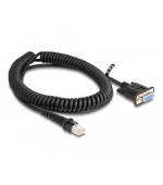 Delock Vinutý kabel ze zástrčkového konektoru RJ50 na samice konektor D-Sub 9, délky 1,5 m, černý