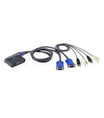 ATEN 2-port mini KVM USB, audio, 1,8m integrované kabely
