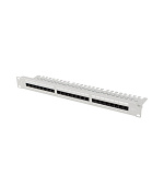 LANBERG PATCH PANEL 24 PORTŮ 1U 19" CAT.6 UTP S POLICÍ ŠEDÝ