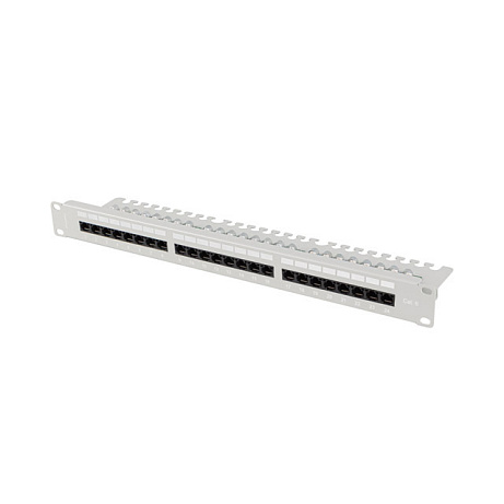 LANBERG PATCH PANEL 24 PORTŮ 1U 19" CAT.6 UTP S POLICÍ ŠEDÝ