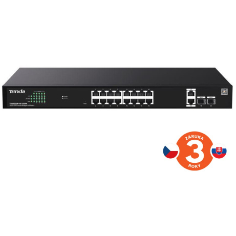 Tenda TEG2220P-16-250W Gigabit Websmart L2 Cloud PoE+ Switch 230W, 16x1Gb/s PoE+, 2xRJ45, 2xSFP,Rack