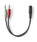 Nedis CAGB22160BK02- Stereo Audio Kabel | 3,5mm Zásuvka -2x 3,5mm Zástrčka | 0.12 m | Kulatý | Černá