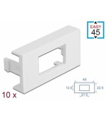 Delock Destička modulu Easy 45, obdélníková, s výřezem 12,5 mm x 21,5 mm, 45 x 22,5 mm, 10 ks, bílá