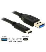 Delock Kabel SuperSpeed USB 10 Gbps (USB 3.1, Gen 2) Typ A samec > USB Type-C™ samec 0,5 m černý