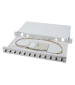 Digitus Fiber Optic Sliding Splice Box, 1U, Equipped 12x ST, incl. M 25 Screw, Splice Cassette Color Pigtails OM2, Adapter