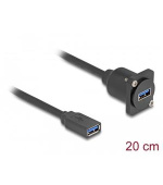 Delock Kabel typu-D, USB 5 Gbps ze zásuvky Typu-A na zásuvku Typu-A, černý, 20 cm