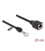 Delock Kabel ze zásuvky RJ45 na zásuvkový pinový konektor, 2,00 mm, 8 pinový Cat.5e, 23 cm, černý