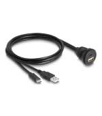 Delock Kabel USB 2.0, ze zástrčky USB Typ-A a zástrčky USB Type-C™ na zásuvku USB Typ-A a zásuvku USB Type-C™, k vestavění, 1 m