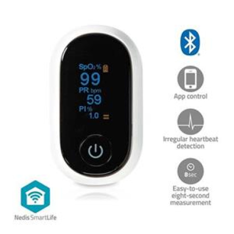 Nedis BTHOX10WT- SmartLife Pulzní Oxymetr| Bluetooth | OLED Displej | Saturace kyslíkem (SpO2) / Vysoce přesný senzor |