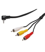 PremiumCord Video + Audio kabel, stereo 3.5mm 4 pinový - 3x CINCH RCA stíněný, M/M, 1,5m