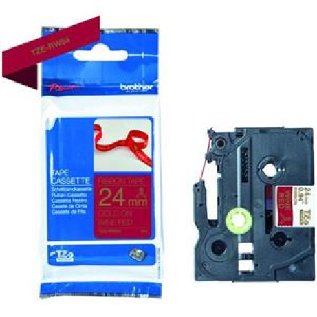 Brother - TZe-RN54 vínově červená / zlatá (24mm, 4m, textilní)