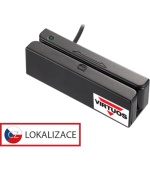 Třístopá čtečka magnetických karet MSR-100A, USB-COM, černá
