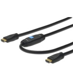 Digitus HDMI High Speed connection cable, type A, w/ amp. M/M, 20.0m, w/Ethernet, Ultra HD 24p, CE, gold, bl