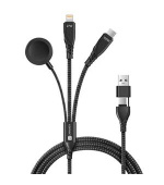 CONNECT IT Wirez 6in1 1x USB-C 1x Lightning 1x Watch charger 1,25 m ČERNÝ