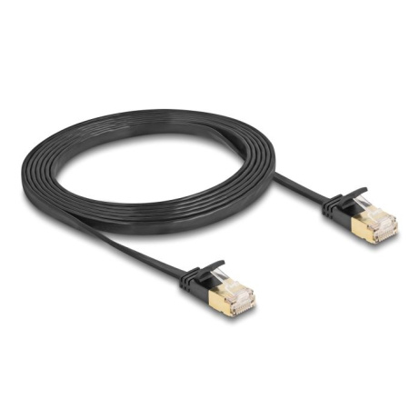Delock Síťový kabel RJ45 Cat.6A, ze zástrčky na zástrčku, s robustní západkou a hrubým plochým kabelem Cat.7, U/FTP, 2 m