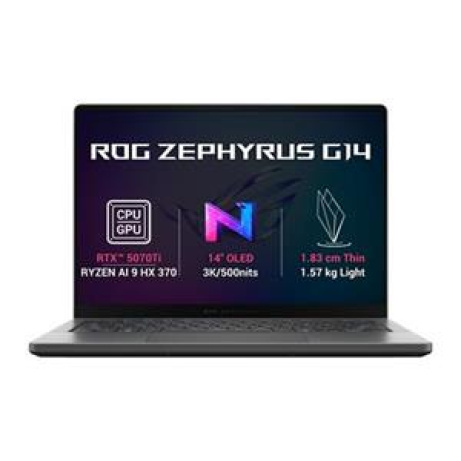 ASUS ROG Zephyrus G14 - Ryzen AI 9 HX 370/32GB/1TB SSD/RTX 5070 Ti 12GB/14"/3K/OLED/120Hz/2y PUR/Win 11 Pro/šedá