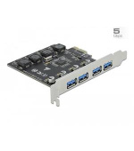 Delock PCI Express x1 Karta na 4 x externí USB Typ-A samice SuperSpeed USB (USB 3.2 Gen 1)