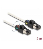 Delock Síťový kabel ze zástrčky RJ45 na zástrčku Cat.6A, S/FTP, s otočnými barevnými příchytkami, 2 m, bílá