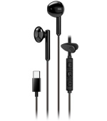 Genius HS-M366 Headset, drátový, do uší, mikrofon, ovládání hlasitosti, 360° rotační klip, USB-C, černý