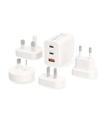 Nedis WTCGPD65W100WT - Cestovní adaptér | 100 - 240 V AC 50/60 Hz | 65 W | Bílá