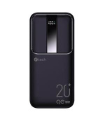 C-TECH Powerbanka 20000mAh, Li-Pol, 22,5W, USB-C/USB-A/micro USB/PD/Quick charge/display