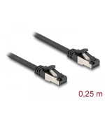Delock RJ45 Plochý spojovací kabel ze zástrčky na zástrčku, Cat.8.1, ohebný, 0,25 m, černý
