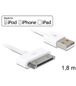 Delock USB napájecí a datový kabel iPod, iPhone, iPad, bílý, 1,8m